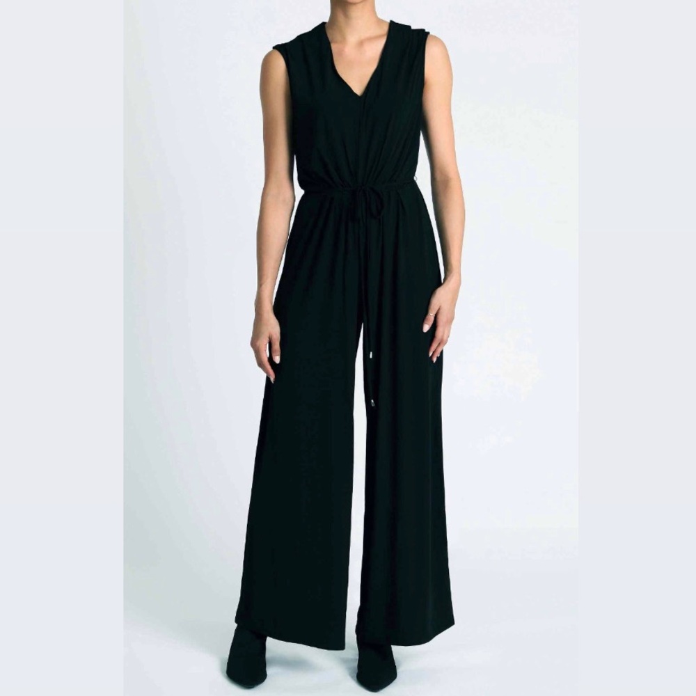 NWT Catherine Malandrino V Neck Sleeveless Jumpsuit - Black - Size L